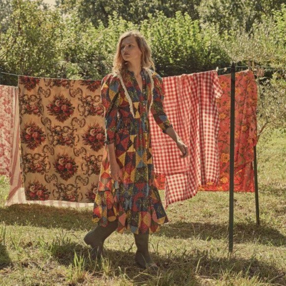 NWT DOEN Nicolette Countryside Patchwork Cotton Praire Maxi Dress sz M - Picture 4 of 15